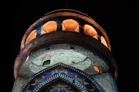 Galata Tower in Beyoglu, Istanbul City, Turkiyeの写真素材