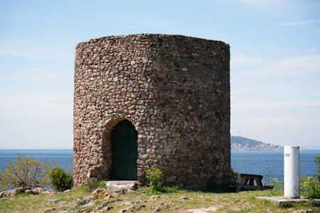 Abandoned Windmill in Heybeliada Island, Istanbul City, Turkiyeの写真素材
