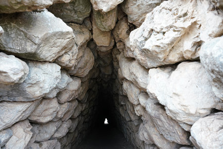 Yerkapi Tunnel  in Hattusa Ancient City in Corum City, Turkiyeの写真素材