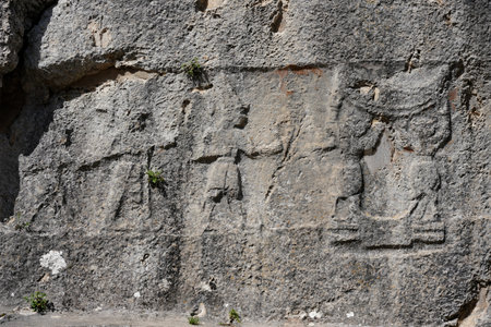 Reliefs in Yazilikaya, Hattusa Ancient City in Corum City, Turkiye