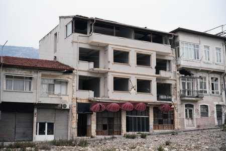 Damaged building in Antakya, Hatay City after 6 February 2023 Earthquakesの写真素材