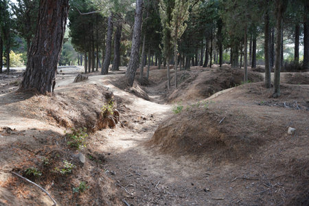 Trenches of Gallipoli war in Canakkale City, Turkiyeの写真素材