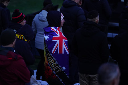 CANAKKALE, TURKIYE - APRIL 25, 2025: Anzac Day dawn service and 110th anniversary of the Gallipoli Land Battles  was commemorated at the Anzac Cove on the Gallipoli Peninsulaのeditorial素材