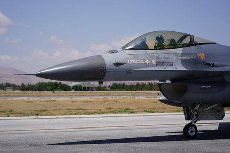 KONYA, TURKIYE - JULY 02, 2025: Turkish Air Force General Dynamics F-16C Fighting Falcon (4R-65)...