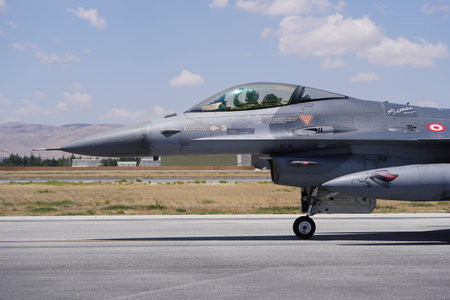 KONYA, TURKIYE - JULY 02, 2025: Turkish Air Force General Dynamics F-16C Fighting Falcon (HC-3)...