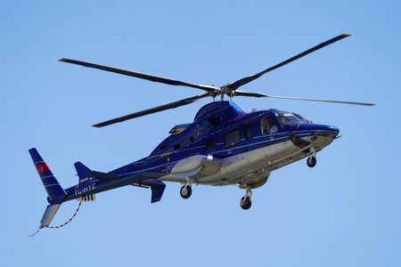 ISTANBUL, TURKIYE - JULY 05, 2025: Private Bell 430 flying over Istanbul Cityのeditorial素材
