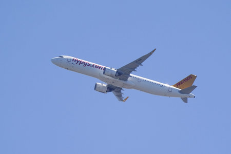 ISTANBUL, TURKIYE - JULY 06, 2025: Pegasus Airlines Airbus A321-251NX (11324) take-off from Istanbul...