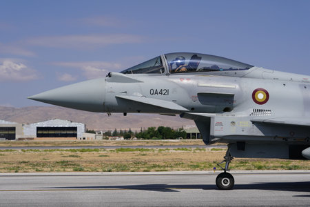 KONYA, TURKIYE - JULY 02, 2025: Qatar Air Force Eurofighter Typhoon EF2000 (MS018) displayed at...