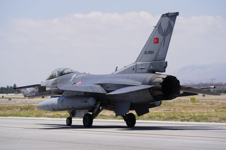 KONYA, TURKIYE - JULY 02, 2025: Turkish Air Force Lockheed Martin F-16C Fighting Falcon (HC-08)...
