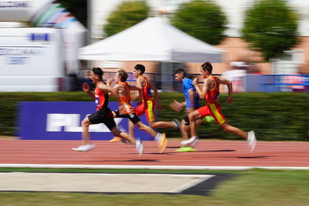 ISTANBUL, TURKIYE - JULY 26, 2025: Athletes running during European Para Youth Games in Istanbul