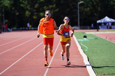 ISTANBUL, TURKIYE - JULY 26, 2025: Athletes running during European Para Youth Games in Istanbul
