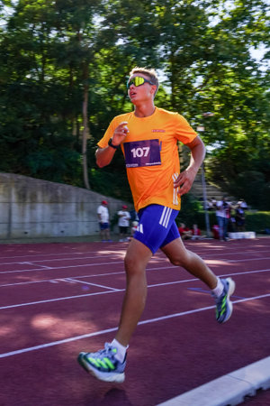 ISTANBUL, TURKIYE - JULY 26, 2025: Undefined athlete running during European Para Youth Games in...
