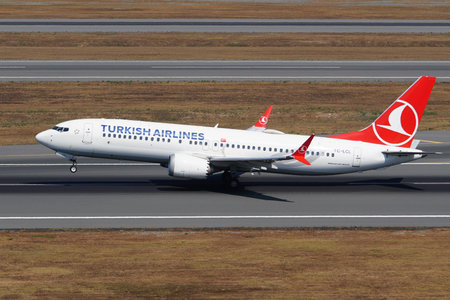 ISTANBUL, TURKIYE - JULY 19, 2025: Turkish Airlines Boeing 737-8MAX (60054) take-off from Istanbul...