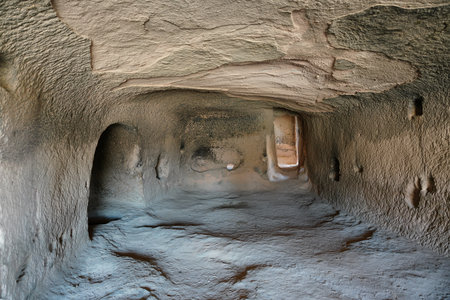 NEVSEHIR, TURKIYE - AUGUST 08, 2025: Carved Room in Gulsehir Open Palace Archaeological Siteのeditorial素材