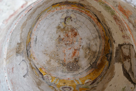 KAYSERI, TURKIYE - AUGUST 09, 2025: Fresco in Kubbeli Domed Church in Soganli Valley, Kayseri, Turkiyeのeditorial素材