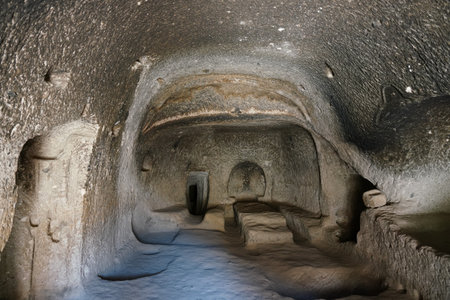 KAYSERI, TURKIYE - AUGUST 09, 2025: Carved Room in Kabatas Church in Soganli Valleyのeditorial素材