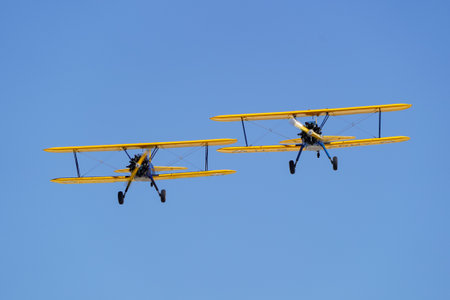 ESKISEHIR, TURKIYE - SEPTEMBER 20, 2025: M.S.O Air and Space Museum Boeing A75N1 Stearmans displayed at Sivrihisar SHG Airshowのeditorial素材
