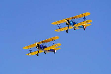 ESKISEHIR, TURKIYE - SEPTEMBER 20, 2025: M.S.O Air and Space Museum Boeing A75N1 Stearmans displayed at Sivrihisar SHG Airshowのeditorial素材