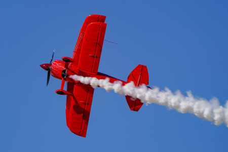 ESKISEHIR, TURKIYE - SEPTEMBER 20, 2025: Aviat S-2S Pitts Special (2002) display in Sivrihisar SHG Airshowのeditorial素材