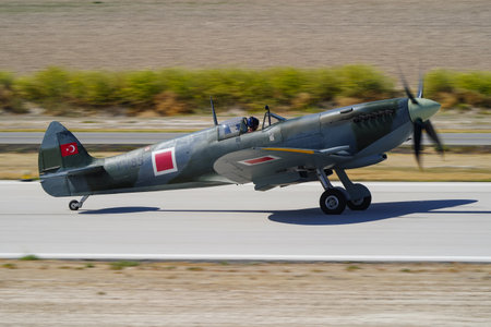 ESKISEHIR, TURKIYE - SEPTEMBER 21, 2025:  Supermarine Spitfire LF.IX (CBAF IX 558) display in Sivrihisar SHG Airshowのeditorial素材