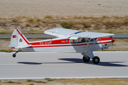 ESKISEHIR, TURKIYE - SEPTEMBER 21, 2025: Piper PA-18-135 Super Cub (18-7909145) display in...