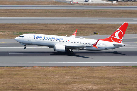 ISTANBUL, TURKIYE - JULY 19, 2025: Turkish Airlines Boeing 737-8MAX (60032) take-off from Istanbul...