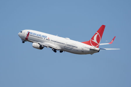 ISTANBUL, TURKIYE - JULY 19, 2025: Turkish Airlines Boeing 737-9F2ER (40978) take-off from Istanbul...