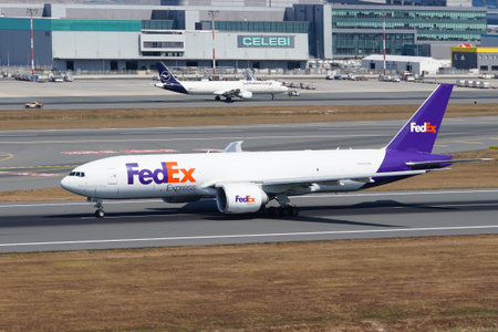 ISTANBUL, TURKIYE - JULY 19, 2025: Federal Express Boeing 777-FS2 (41439) take-off from Istanbul...