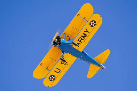 ESKISEHIR, TURKIYE - SEPTEMBER 20, 2025: M.S.O Air and Space Museum Boeing A75N1 Stearman (75-4620) displayed at Sivrihisar SHG Airshowのeditorial素材