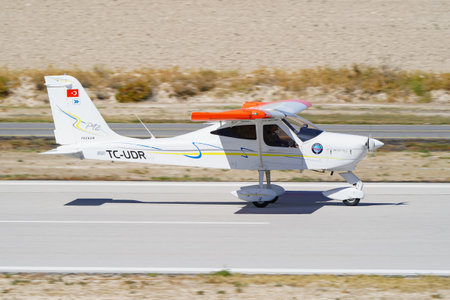 ESKISEHIR, TURKIYE - SEPTEMBER 20, 2025: Private Tecnam P92 Echo display in Sivrihisar SHG Airshow