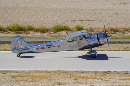 ESKISEHIR, TURKIYE - SEPTEMBER 20, 2025: Cessna 195A (7594) display in Sivrihisar SHG Airshow