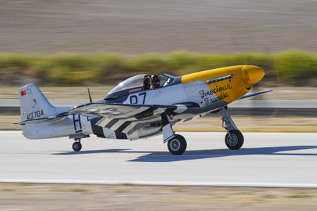ESKISEHIR, TURKIYE - SEPTEMBER 21, 2025: North American P-51D Mustang (122-39608) display in...