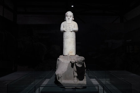 ADANA, TURKIYE - NOVEMBER 09, 2025: Tarhunna in cart sculpture in Adana Museumのeditorial素材