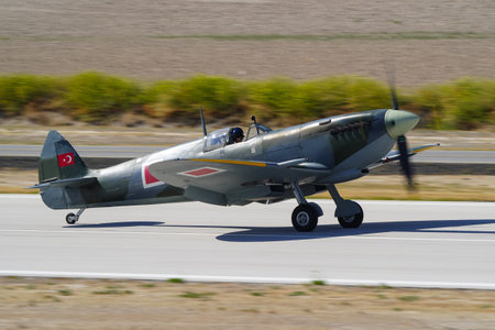 ESKISEHIR, TURKIYE - SEPTEMBER 21, 2025:  Supermarine Spitfire LF.IX (CBAF IX 558) display in...