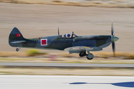 ESKISEHIR, TURKIYE - SEPTEMBER 20, 2025:  Supermarine Spitfire LF.IX (CBAF IX 558) display in...