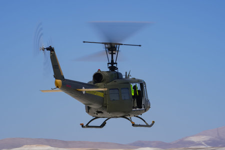 ESKISEHIR, TURKIYE - SEPTEMBER 21, 2025: Bell UH-1H Iroquois (9266) display in Sivrihisar SHG...