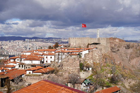 Ankara Castle and General view of Ankara City, Turkiyeの写真素材