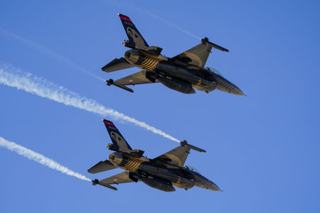 ESKISEHIR, TURKIYE - SEPTEMBER 20, 2025: SoloTurk aerobatic demonstration team display in Sivrihisar...
