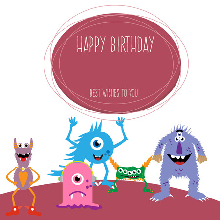 Happy birthday monstersのイラスト素材