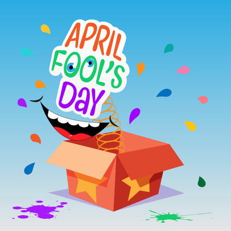 April Fool's Day funny cartoon box and texture vector illustration.のイラスト素材