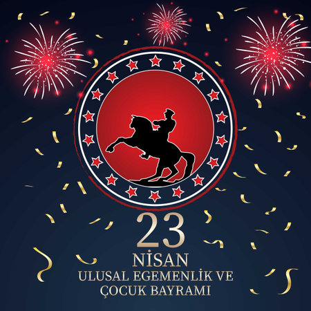 Vector illustration of the cocuk baryrami 23 nisan , translation: Turkish April 23 National Sovereignty and Children's Day, graphic design to the Turkish holidayのイラスト素材