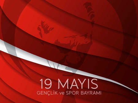 A vector illustration 19 mayis Ataturk'u Anma, Genclik ve Spor Bayramiz.のイラスト素材