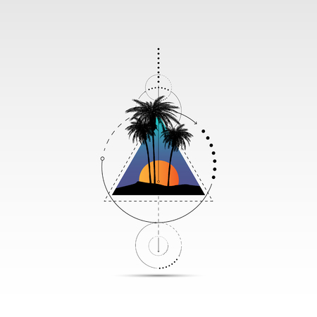 T shirt graphics, Vector print design, California typography and sunglasses with palm treesのイラスト素材