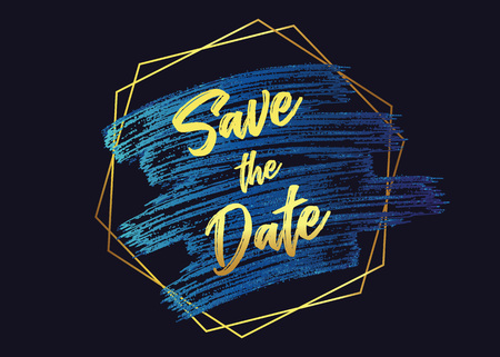 save the date celebreting with 2018 trend color. Shiny watercolor brush. vector illustration. EPS 10のイラスト素材