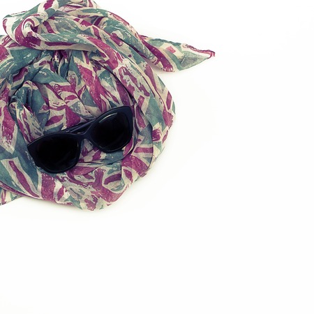 Decorative draping frame of the textile. Women's scarf red figure the British flag.の写真素材