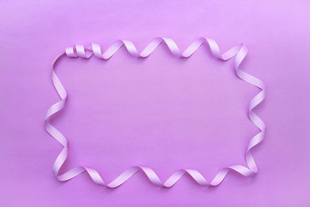 Decorative frame made of satin ribbons . The background for the text. Flat layの写真素材