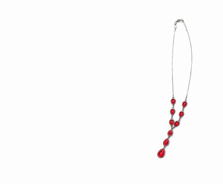 Necklace and pendants isolated on white background. Women's jewelry.の写真素材