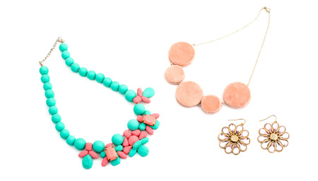 Necklace. Jewelry women's. A set of female ornaments.の写真素材