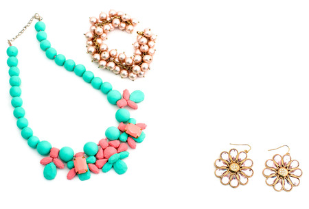 Necklace. Jewelry women's. A set of female ornaments.の写真素材