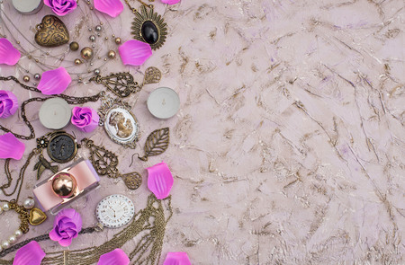 Great set of jewelry for women. Beautiful necklaces, earrings with feathers.の写真素材